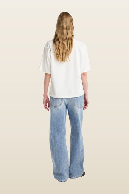 Oversized cotton silk t-shirt — model back