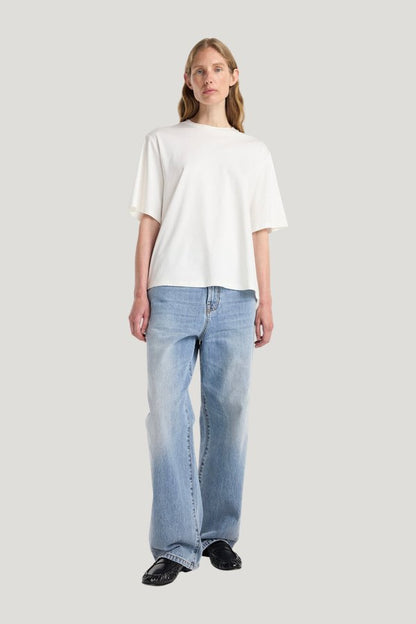 Oversized cotton silk t-shirt — model front