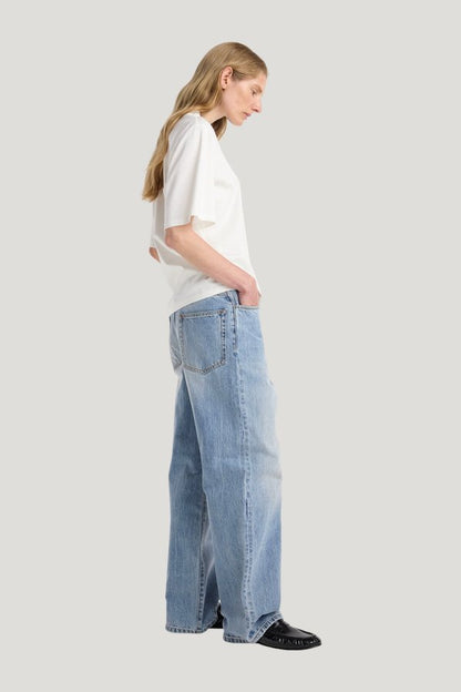 Oversized cotton silk t-shirt — model side