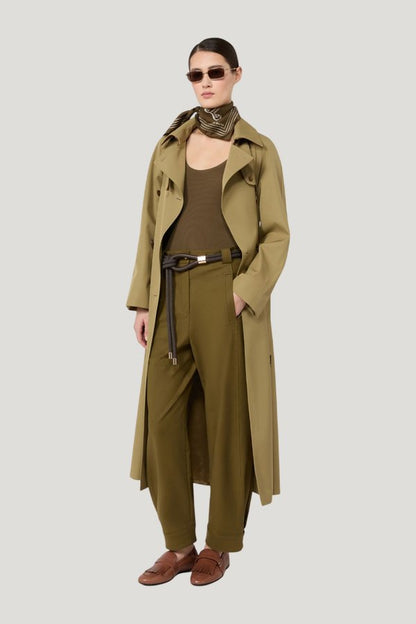 Water-repellent wool-blend gabardine trench coat - KAKI — model front