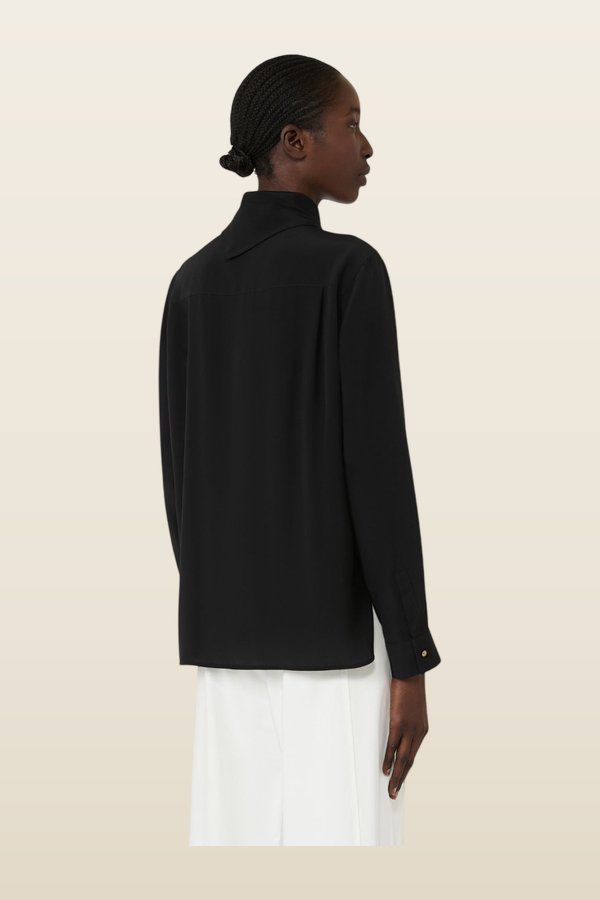 Silk shirt with scarf detail — model back