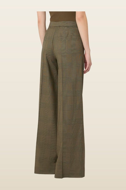 Glen plaid wool trousers - KAKI — model back