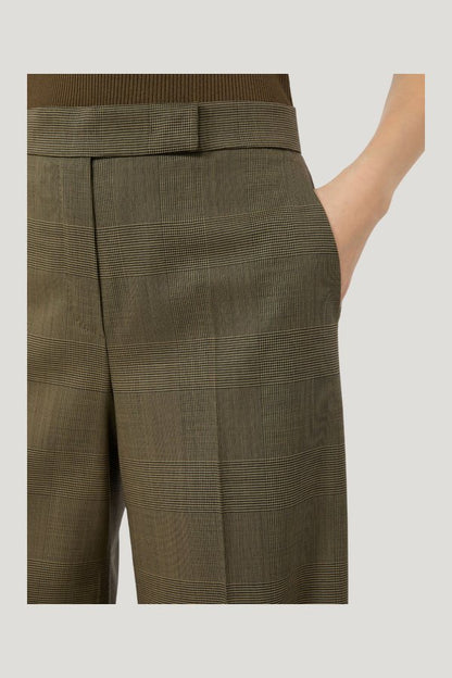Glen plaid wool trousers - KAKI — model side