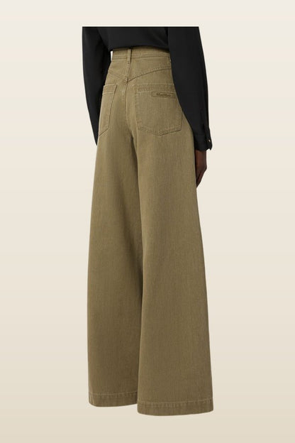 Coated cotton bull denim trousers - KAKI — model back
