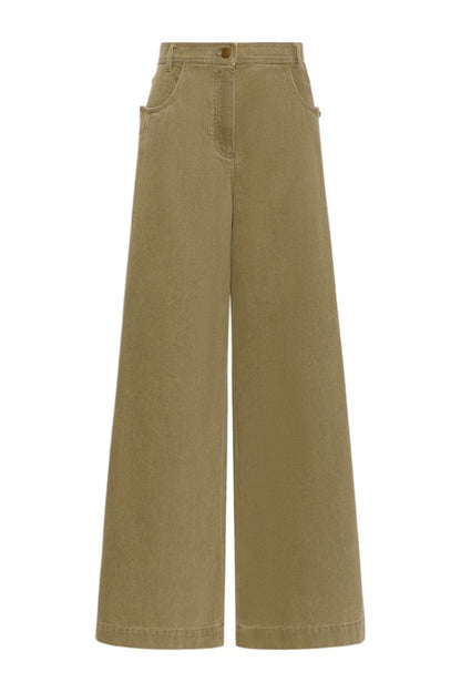 Coated cotton bull denim trousers - KAKI — packshot