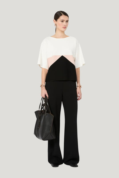 Cady wide-leg trousers — model front