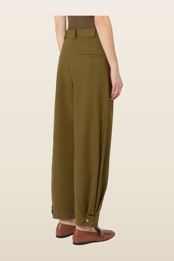 Stretch cotton canvas trousers - KAKI — model back