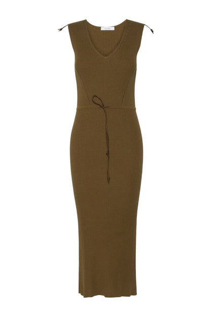 Rib-knit cotton and viscose yarn dress - MUD — packshot