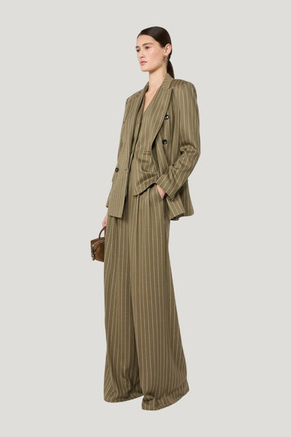 Double-breasted pinstripe jersey blazer — carry 2