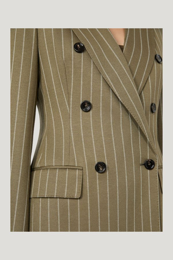 Double-breasted pinstripe jersey blazer — carry 3