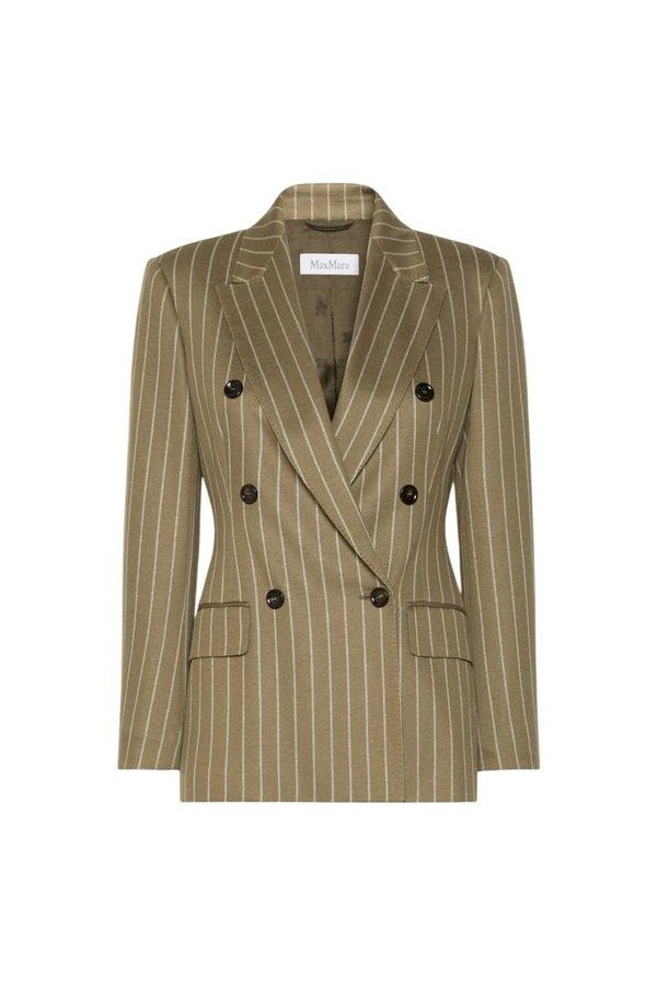 Double-breasted pinstripe jersey blazer — packshot