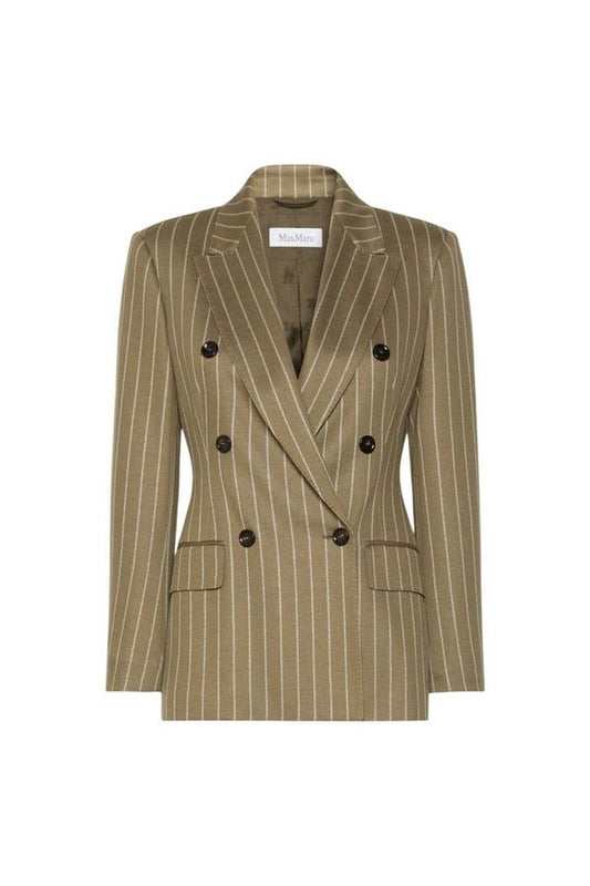 Double-breasted pinstripe jersey blazer — packshot
