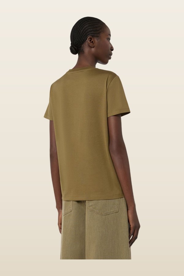 Cotton jersey T-shirt - KAKI — model back