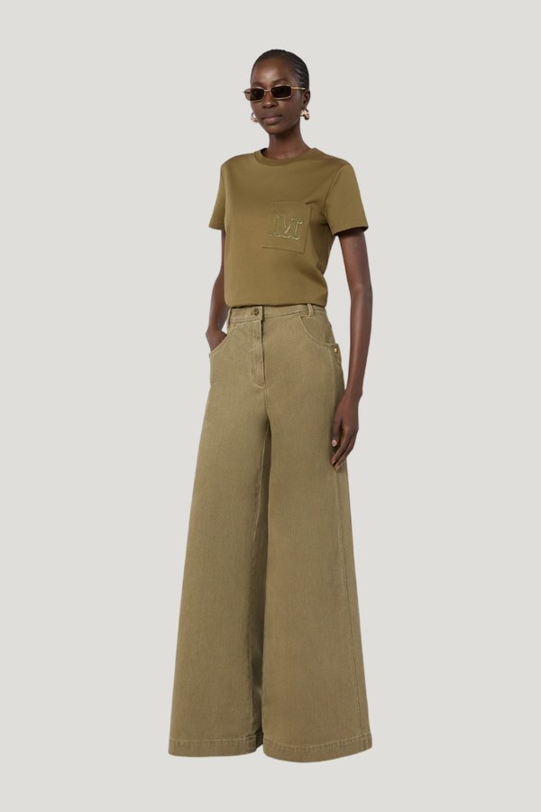 Cotton jersey T-shirt - KAKI — model front