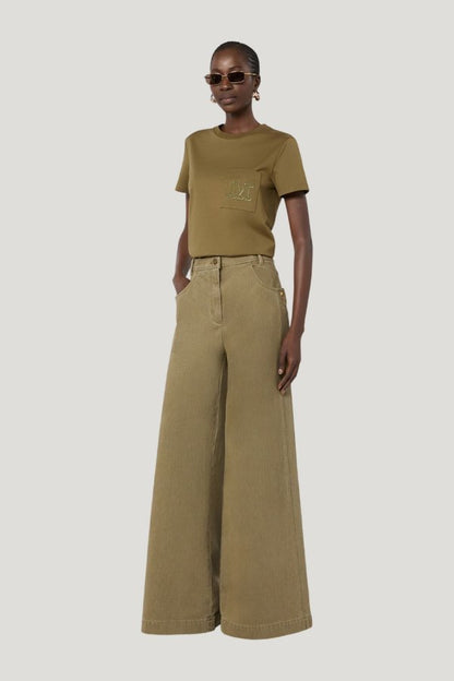 Cotton jersey T-shirt - KAKI — model front