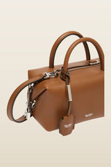 Small natural leather bowler bag - AMBER — model back