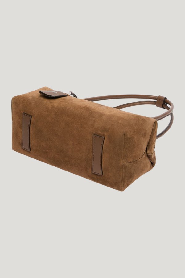 Horizontal Boston bag in split leather — extra