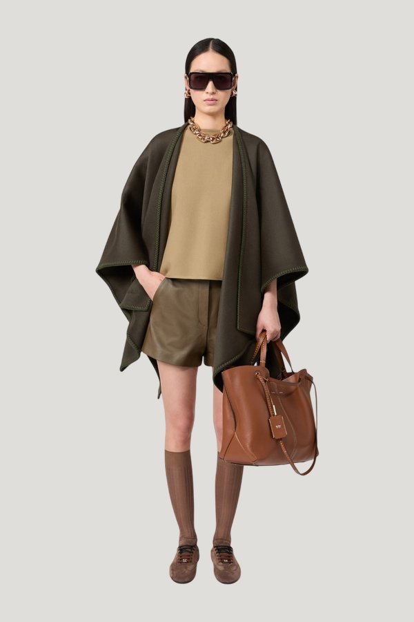 Double nappa leather shopper bag - AMBER — extra