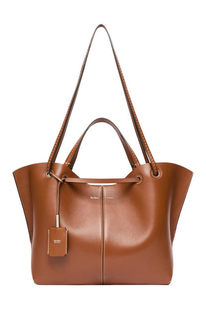 Double nappa leather shopper bag - AMBER — packshot