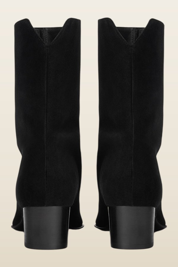 Pace Ankle Boot in Black Suede Leather — model back