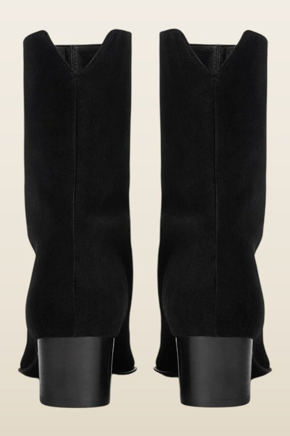 Pace Ankle Boot in Black Suede Leather — model back