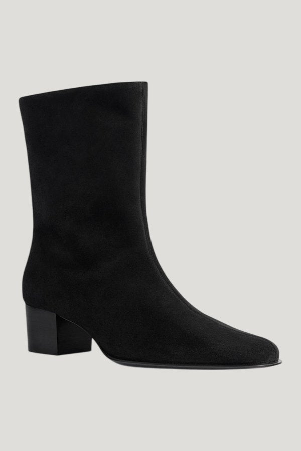 Pace Ankle Boot in Black Suede Leather — model front