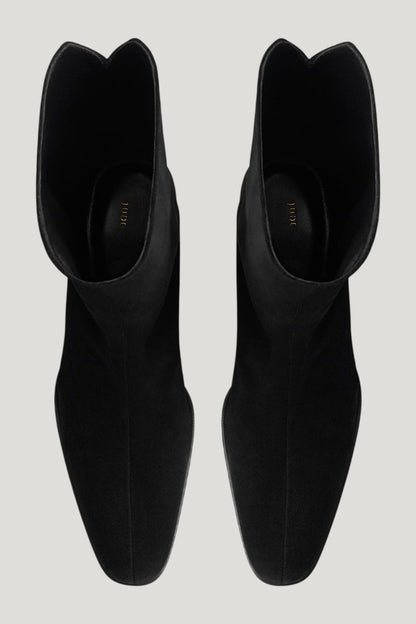 Pace Ankle Boot in Black Suede Leather — model side