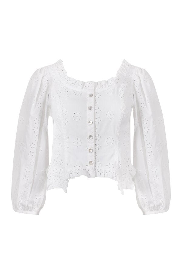 Palisade Top In White Eyelet — packshot