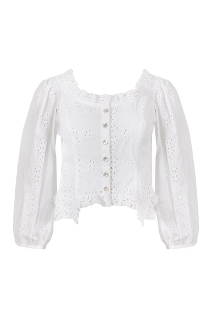 Palisade Top In White Eyelet — packshot