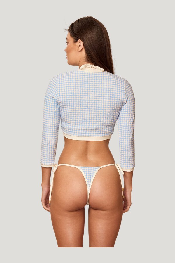 Palma Thong Colorblock - Sky Gingham — model side