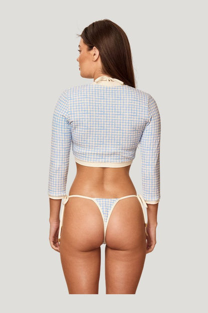 Palma Thong Colorblock - Sky Gingham — model side