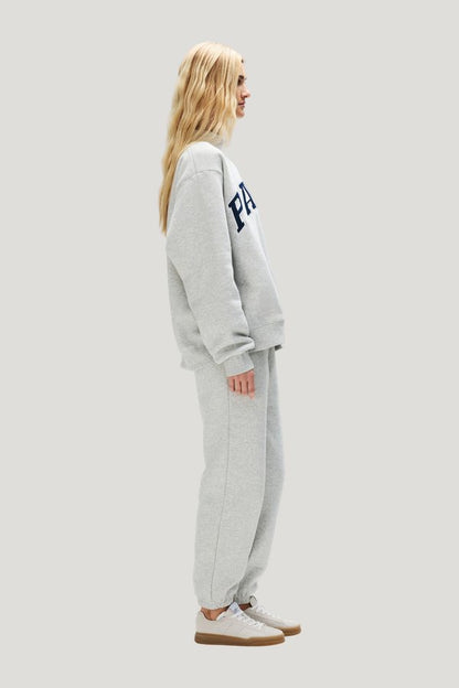 OG Varsity Mockneck - Classic Grey + Denim — model side