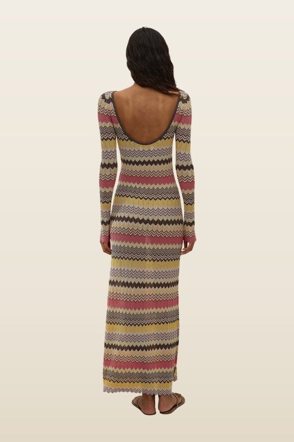 Pedro Maxi Dress Perla Stripe — model back