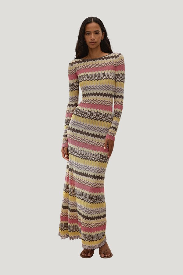 Pedro Maxi Dress Perla Stripe — model front