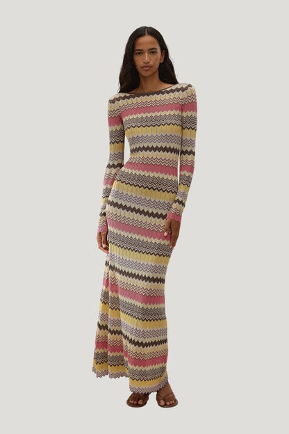 Pedro Maxi Dress Perla Stripe — model front