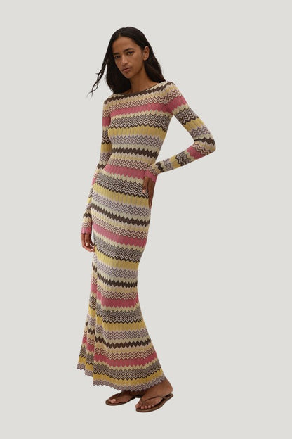 Pedro Maxi Dress Perla Stripe — model side