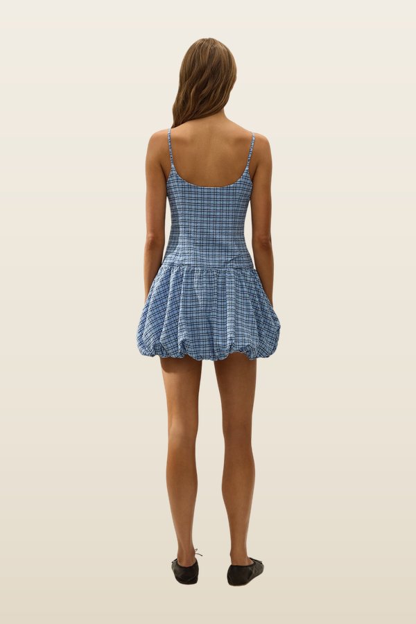 Pelea Mini Dress Vintage Blue Check — carry 4
