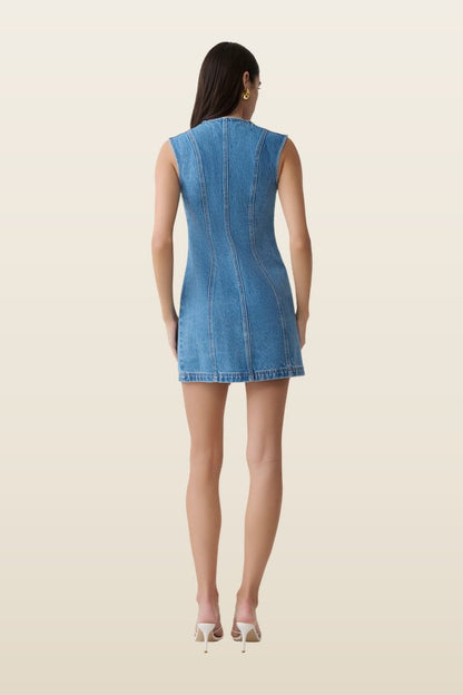 Penn Button Front Denim Mini Dress — carry 4