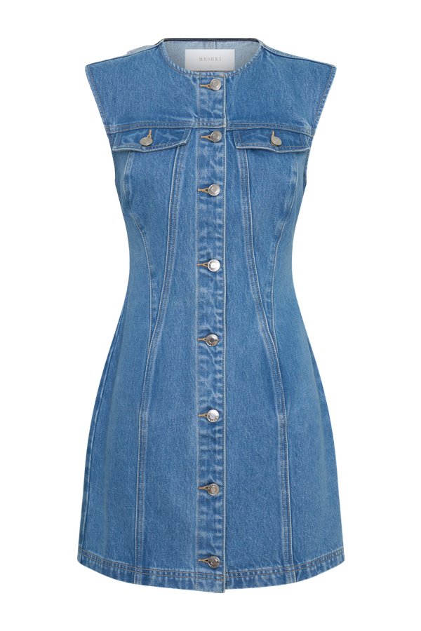 Penn Button Front Denim Mini Dress — packshot