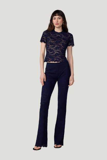 Perfect Short Sleeve Lace Top — model front