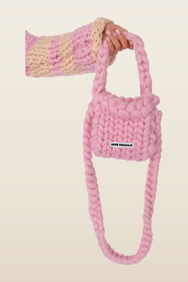 Pink Colossal Knit Crossbody Bag — model back