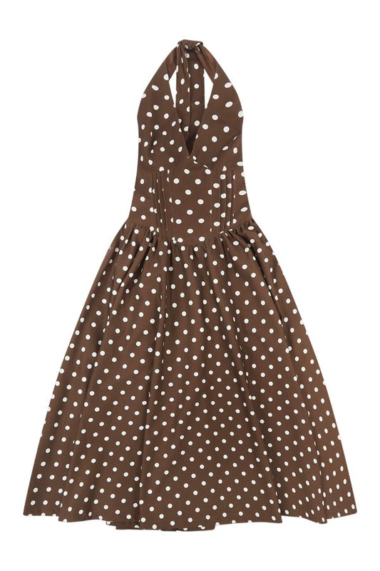 'Pretty Woman' Polka Dot Halter Neck Corset Midi Dress — packshot