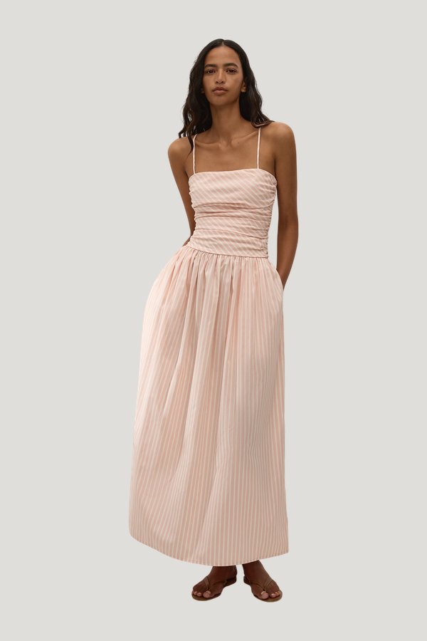 Portlligat Maxi Dress Carmen Stripe Peony — model front