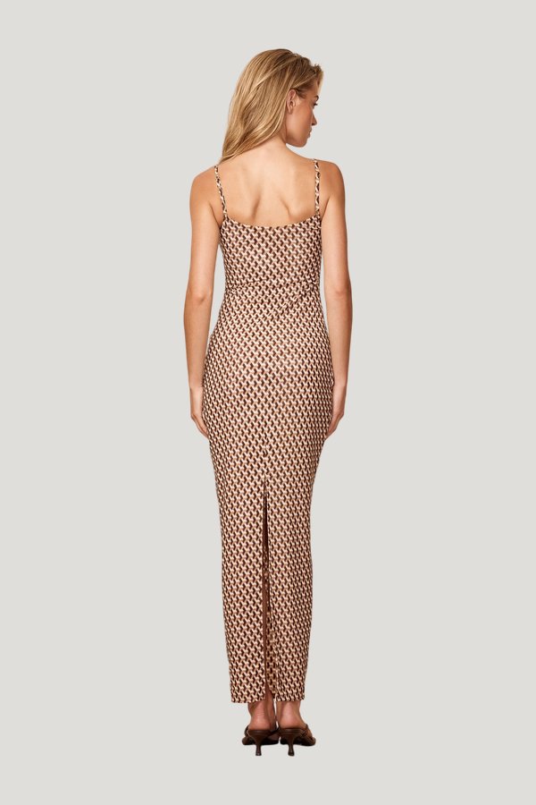 Provence Dress - Husk Geo — model side