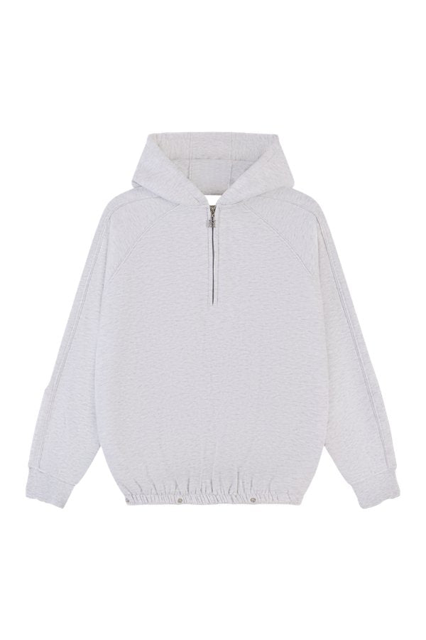 Quarter Zip Hoodie 2-1 Shorts Tracksuit - Grey Marl — packshot
