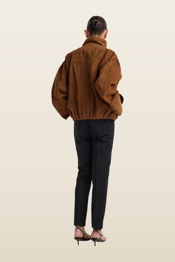 Reinvented suede jacket | cognac — model back