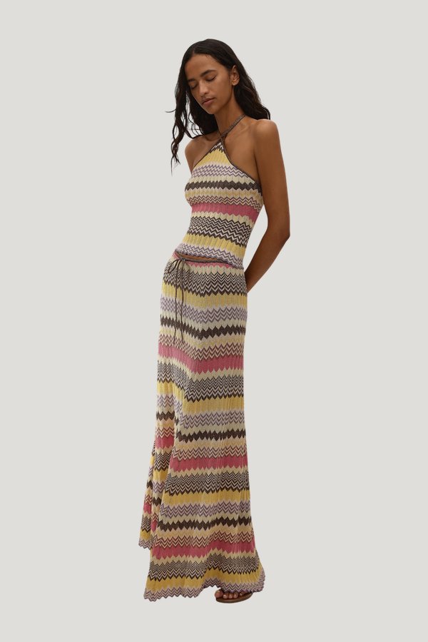 Ria Skirt Perla Stripe — model side