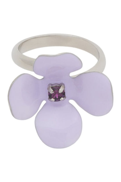 Purple enamel daisy ring — packshot