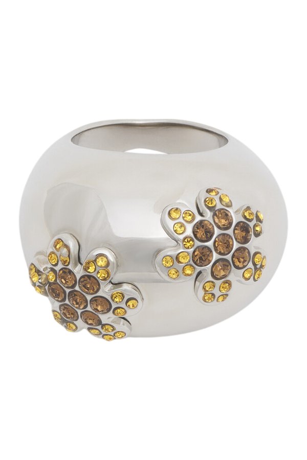 Orange rhinestone daisy ring — packshot