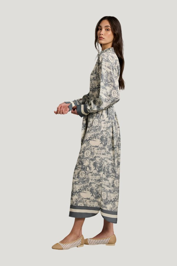 Riviera Shirt Dress (Vintage Chateau Steel — model side